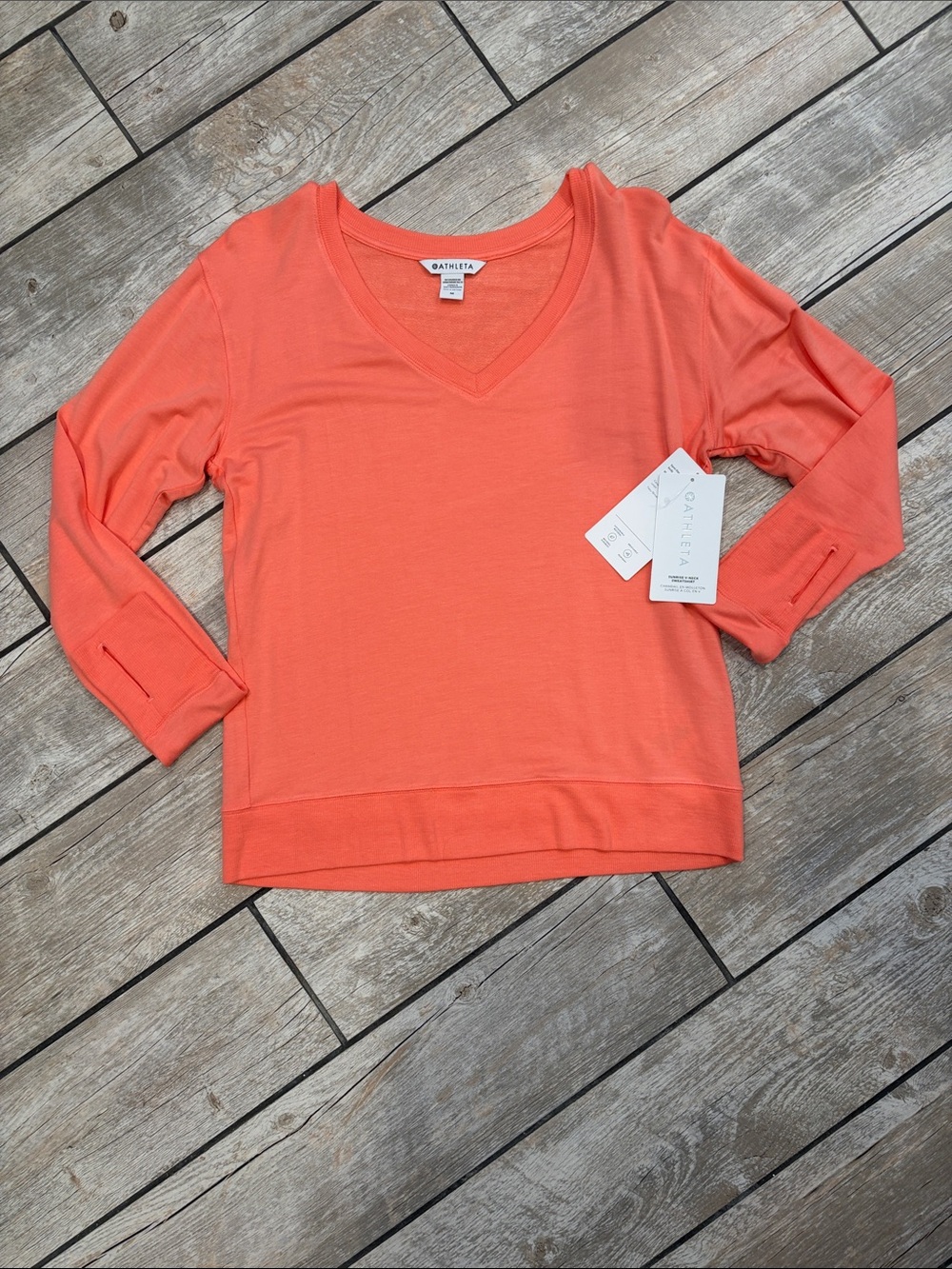Athleta Coral Sunrise V-Neck Sweatshirt